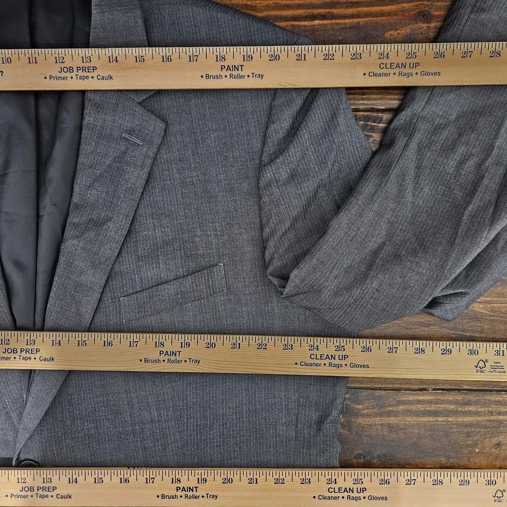 Kenneth Cole Men's Sport Coat Blazer Two Button‎ Gray Herringbone Wool Slim 50L